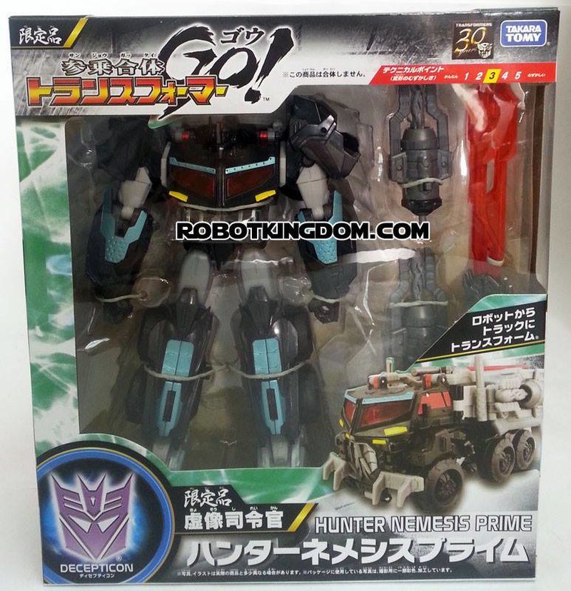 Transformers Go! Black Hunter Optimus Prime Nemesis Prime Box Images